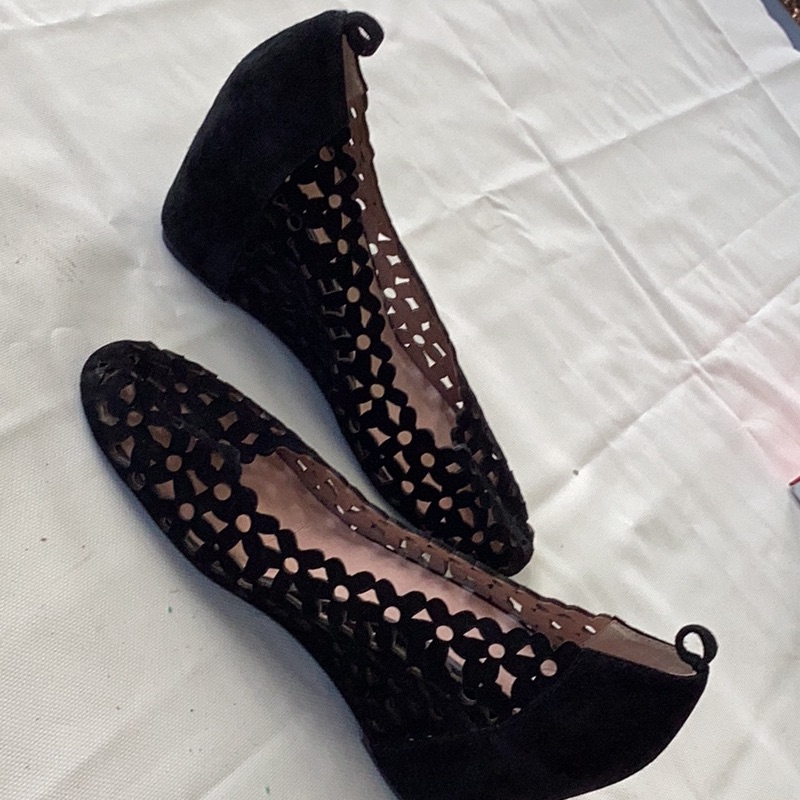 Jeffrey Campbell Handmade Havana Leather Perforated Size 9.5. Black Wedge.